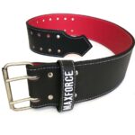 CINTURÃO POWERLIFTING DE FIVELA EM COURO PRETO/VERMELHO