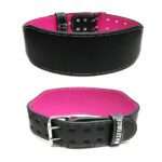 CINTURÃO DE FIVELA EM COURO | PRETO/ROSA
